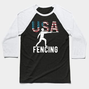 Fencing USA Team American Flag Sport Support Athlete Tokyo Fencer Team Epee Saber USA Baseball T-Shirt